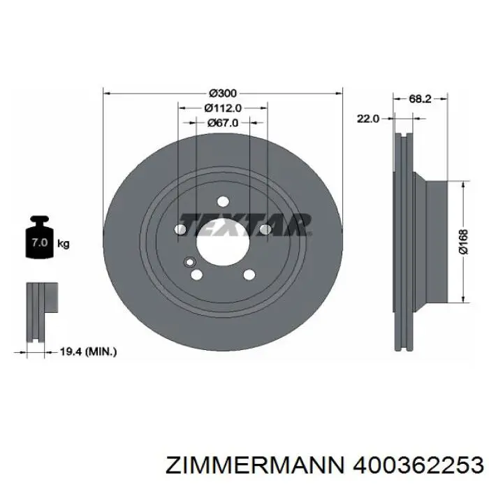 Задні дискові гальма Zimmermann 400362253 ціна, від 43.23 USD