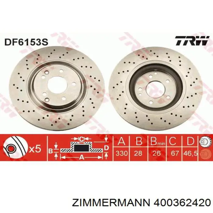 400362420 Zimmermann диск гальмівний передній