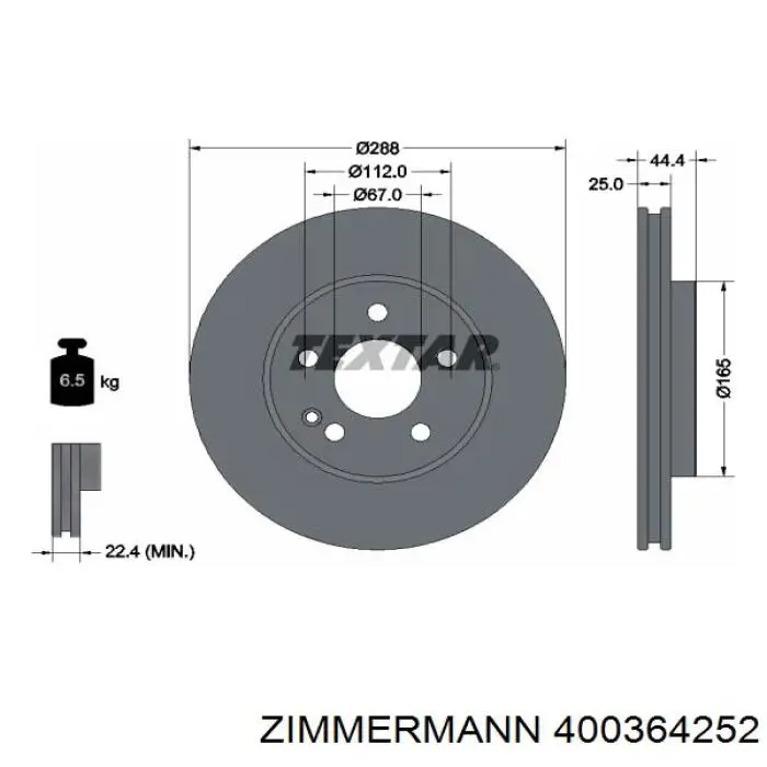 400364252 Zimmermann Гальмо дискове переднє