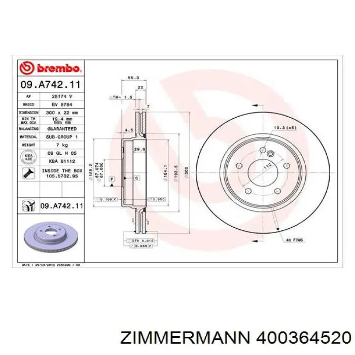 Задні дискові гальма Zimmermann 400364520 ціна, від 46.97 USD
