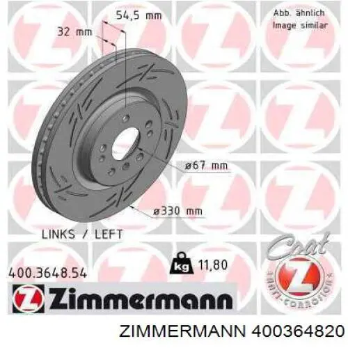 Диск переднього гальма Zimmermann 400364820 ціна, від 84.93 USD