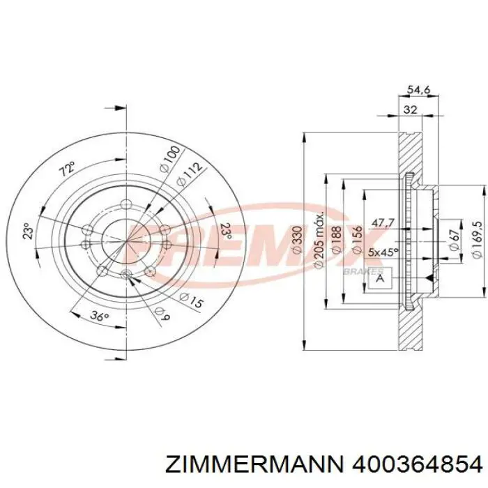 Гальмівні диски передні 400364854 Zimmermann