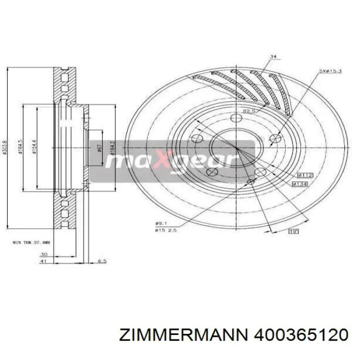 400365120 Zimmermann Гальмо дискове переднє
