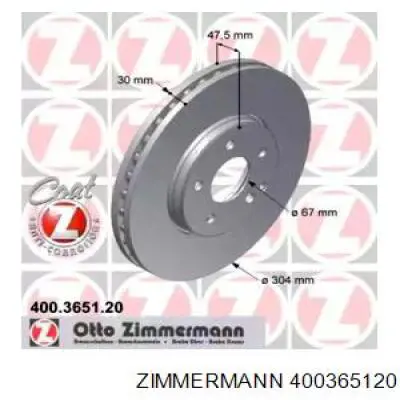 400365120 Zimmermann диск гальмівний передній