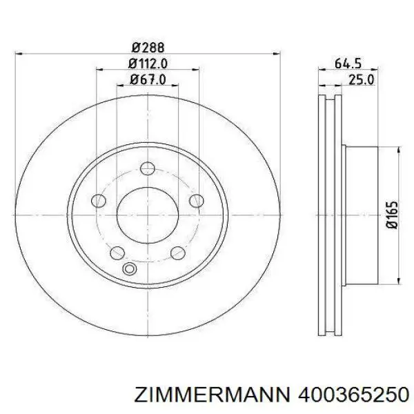 Гальмівні диски передні 400365250 Zimmermann