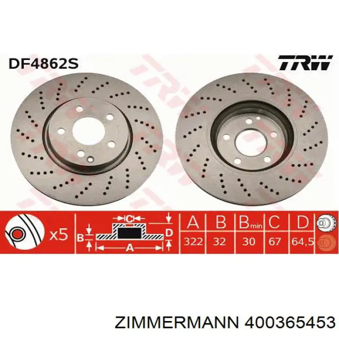 Купити 400365453 Zimmermann Ротор гальмівний