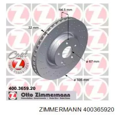 Гальмівні диски передні 400365920 Zimmermann