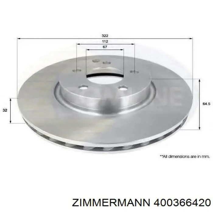 Купити 400366420 Zimmermann Ротор гальмівний