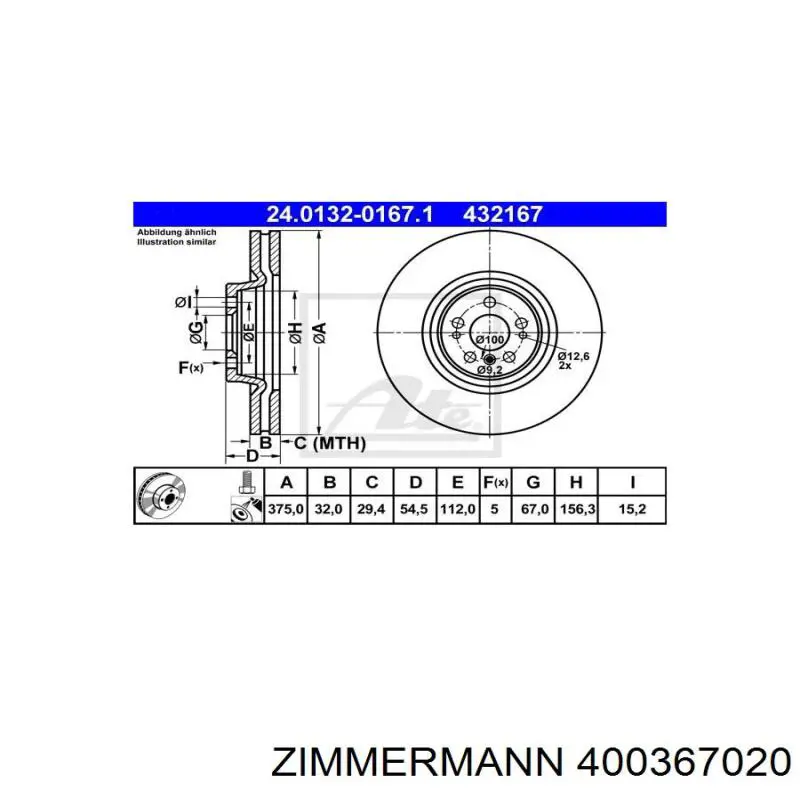 Гальмівні диски передні 400367020 Zimmermann