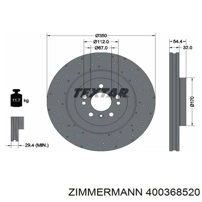 400368520 Zimmermann диск гальмівний передній