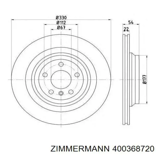 Купити 400368720 Zimmermann Диск заднього гальма