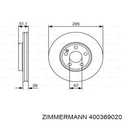 Диск переднього гальма Zimmermann 400369020 ціна, від 62.73 USD