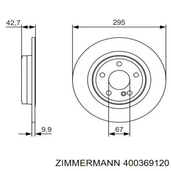 Диск гальмівний задній Zimmermann 400369120