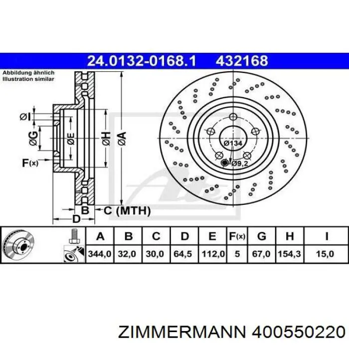 400550220 Zimmermann Гальмо дискове переднє