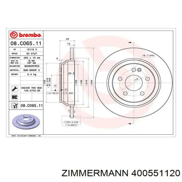 Купити 400551120 Zimmermann Диск заднього гальма
