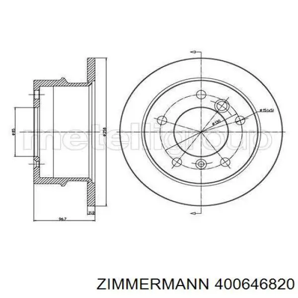 Задні дискові гальма Zimmermann 400646820 ціна, від 34.93 USD