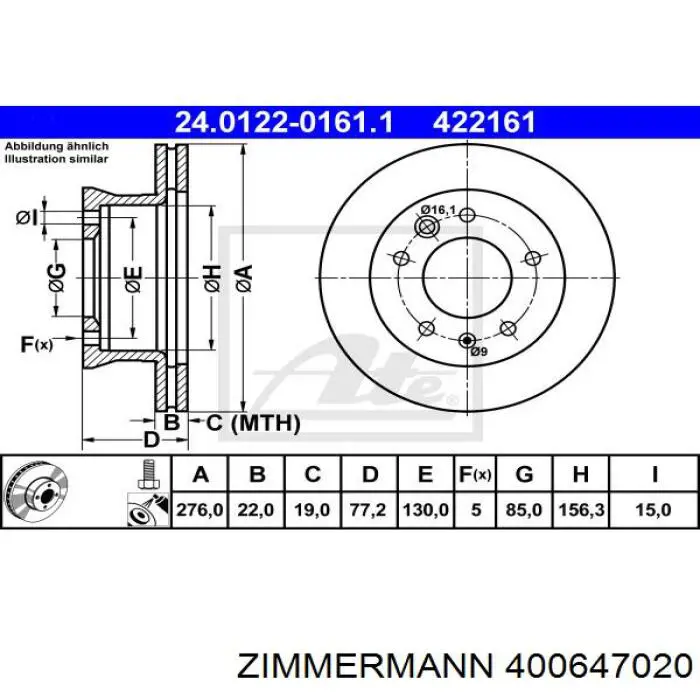 Купити 400647020 Zimmermann Ротор гальмівний