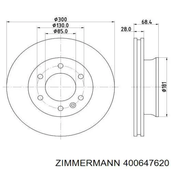 Диск переднього гальма Zimmermann 400647620 ціна, від 59.30 USD
