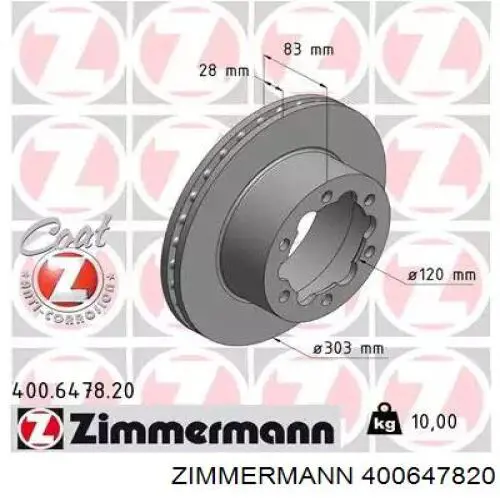 Купити 400647820 Zimmermann Диск заднього гальма