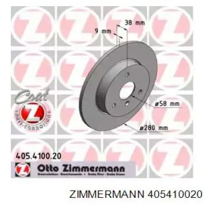 Диск переднього гальма Zimmermann 405410020 ціна, від 31.49 USD