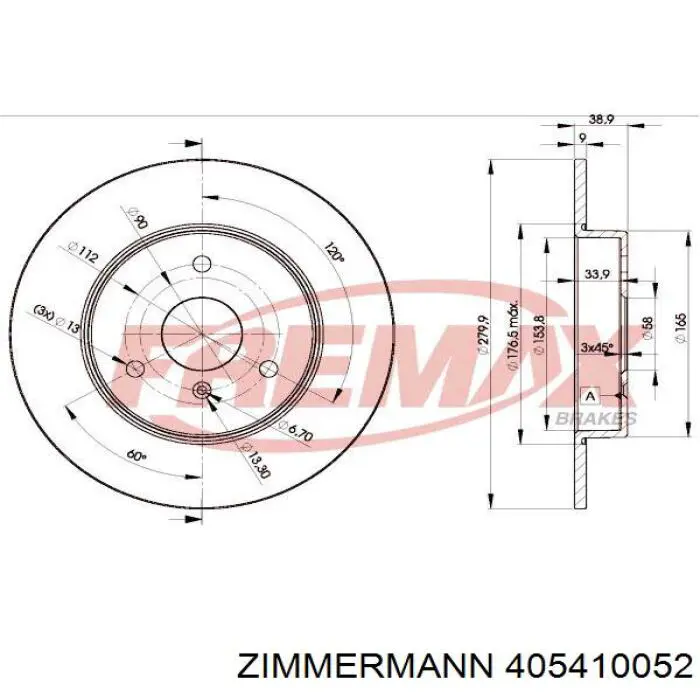 405410052 Zimmermann Гальмо дискове переднє