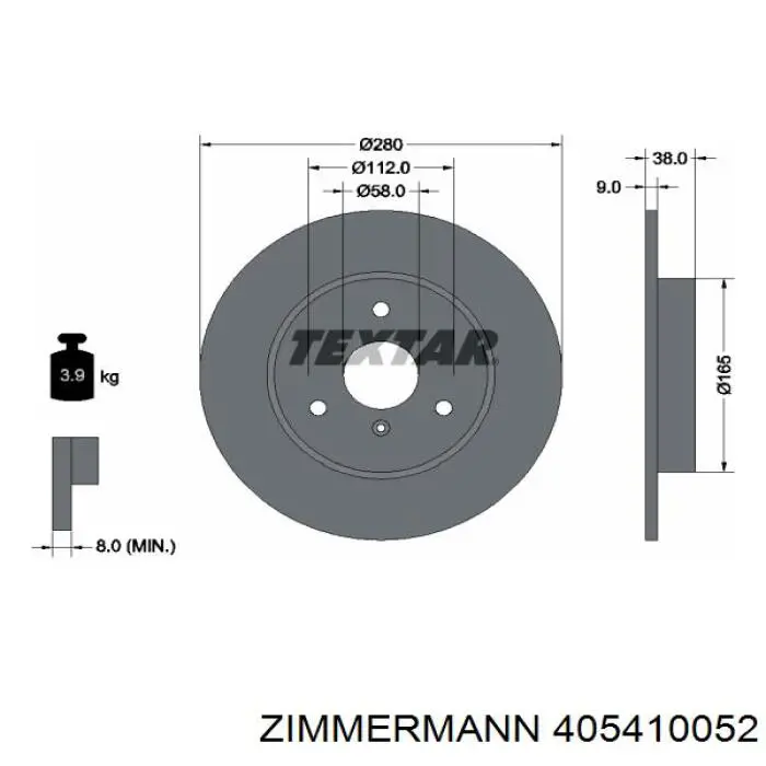 Диск переднього гальма Zimmermann 405410052 ціна, від 31.55 USD