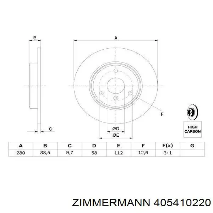 Диск переднього гальма Zimmermann 405410220 ціна, від 33.40 USD