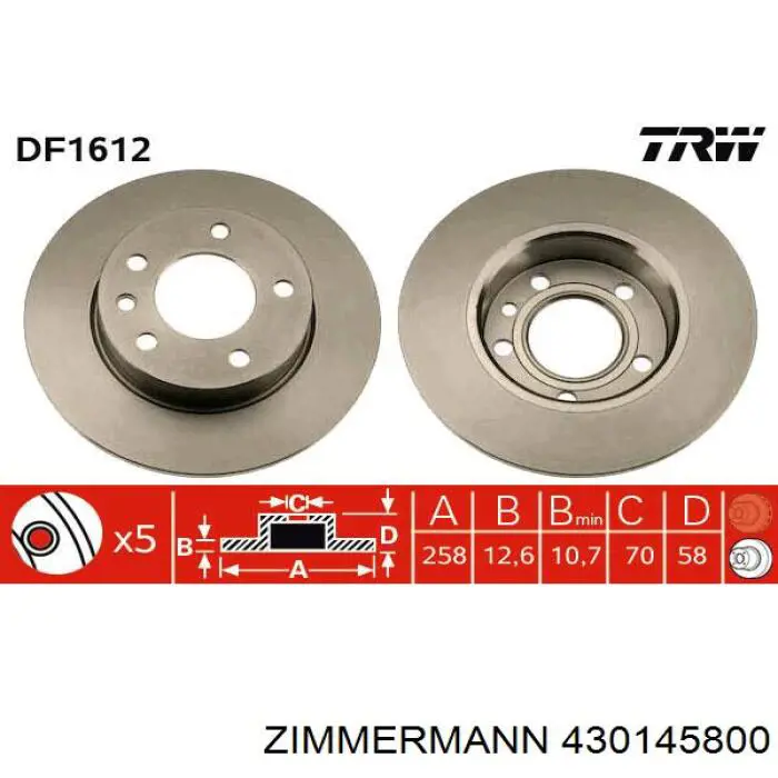 Диск переднього гальма Zimmermann 430145800 ціна, від 27.95 USD