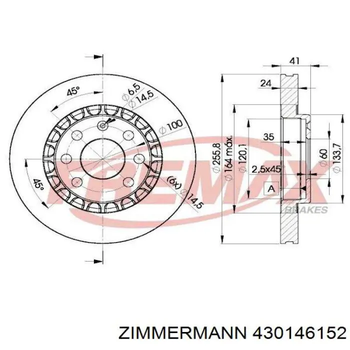 430146152 Zimmermann Гальмо дискове переднє