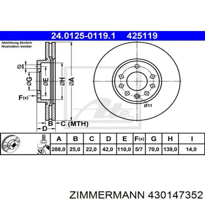 Купити 430147352 Zimmermann Ротор гальмівний