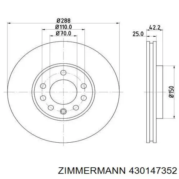 430147352 Zimmermann Гальмо дискове переднє