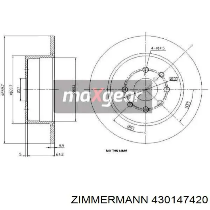 Диск гальмівний задній Zimmermann 430147420