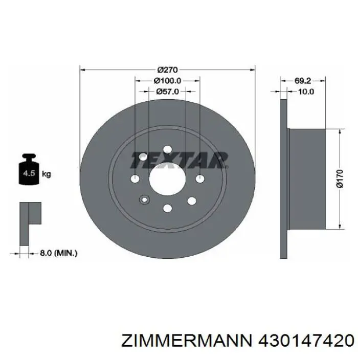 Задні дискові гальма Zimmermann 430147420 ціна, від 26.94 USD