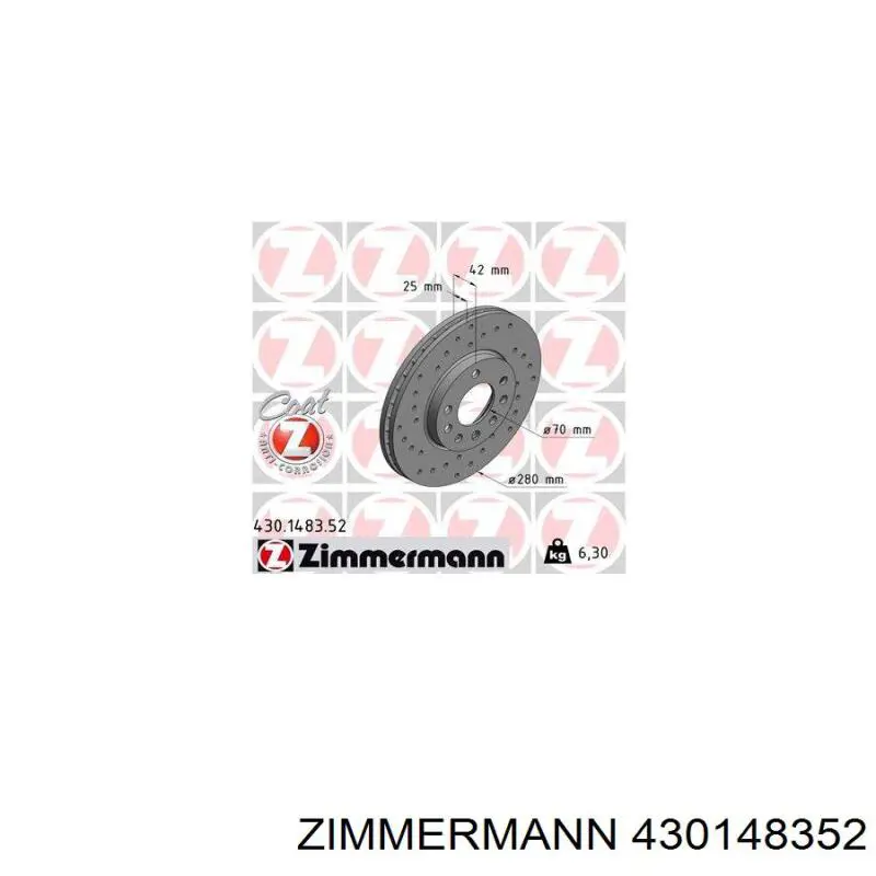 Диск переднього гальма Zimmermann 430148352 ціна, від 31.91 USD