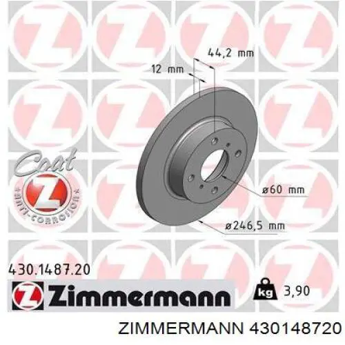 430148720 Zimmermann диск гальмівний передній