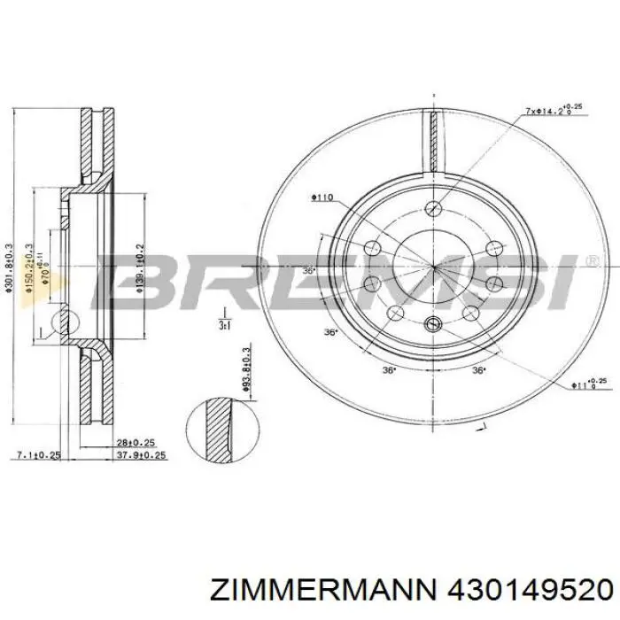 Гальмівні диски передні 430149520 Zimmermann