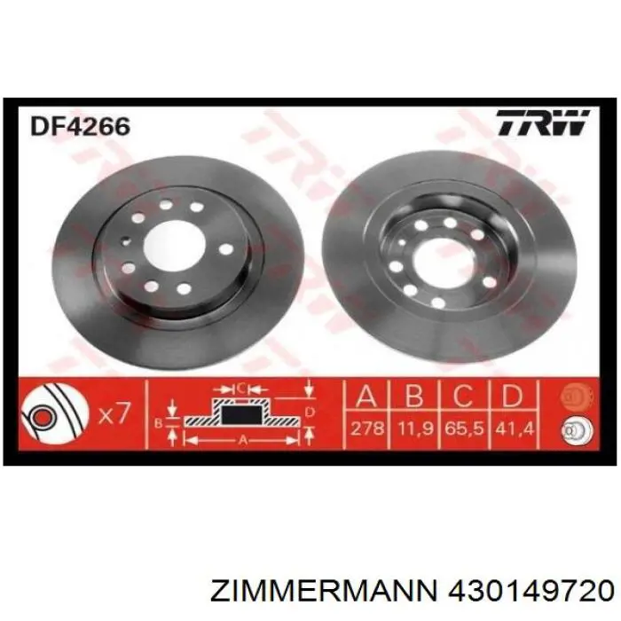 Гальмівні диски 430149720 Zimmermann