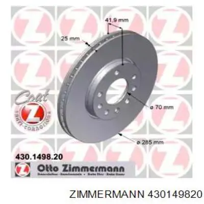 Диск переднього гальма Zimmermann 430149820 ціна, від 44.44 USD