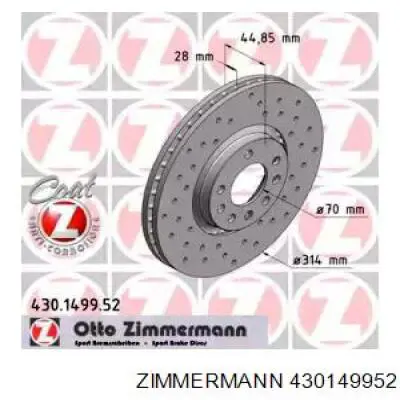Гальмівні диски передні 430149952 Zimmermann
