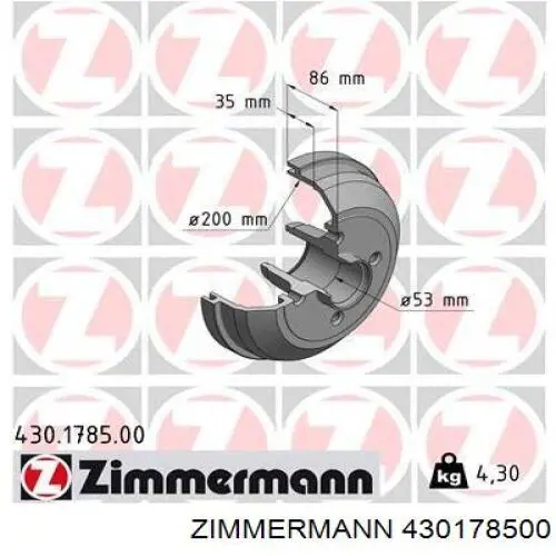 430178500 Zimmermann барабан гальмівний задній