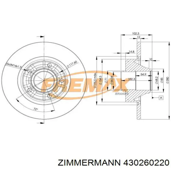 Гальмівні диски передні 430260220 Zimmermann