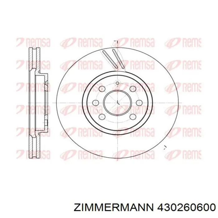 Диск переднього гальма Zimmermann 430260600 ціна, від 44.20 USD