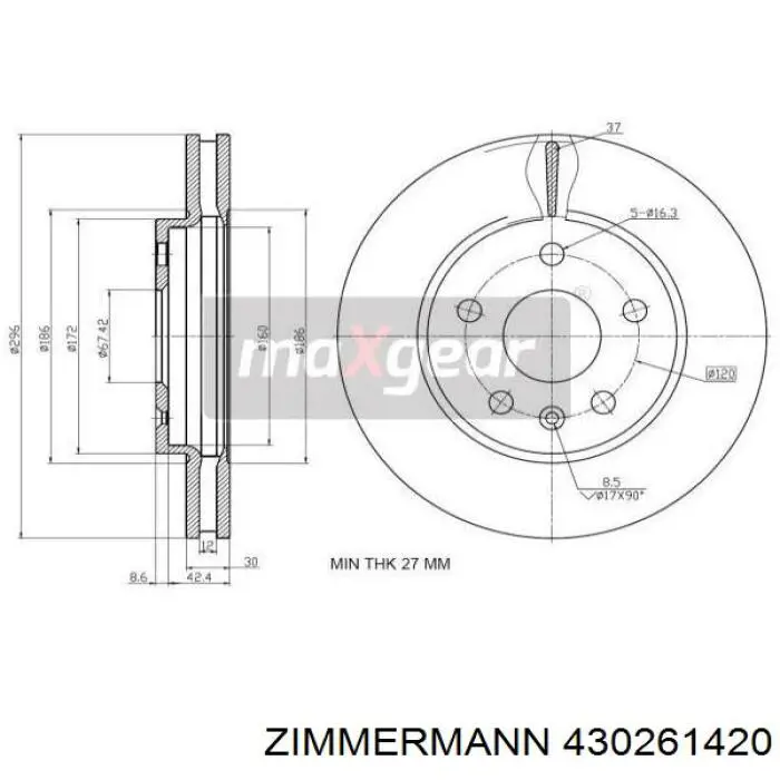 430261420 Zimmermann Гальмо дискове переднє