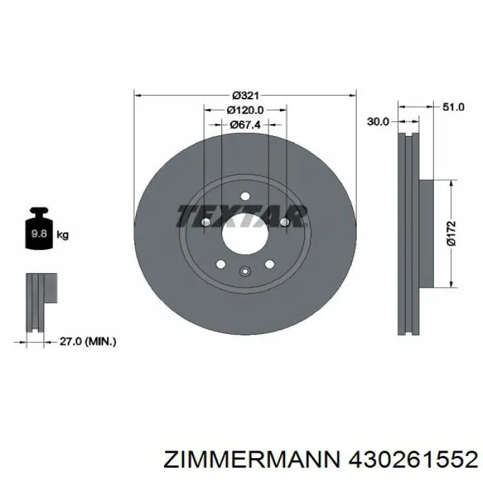 Купити 430261552 Zimmermann Ротор гальмівний