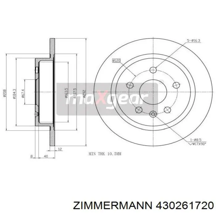 Диск гальмівний задній 430261720 Zimmermann