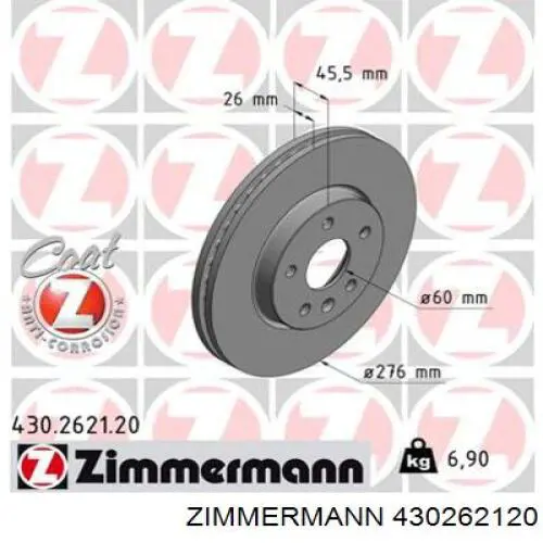 430262120 Zimmermann диск гальмівний передній