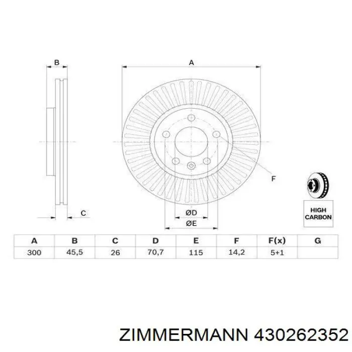 430262352 Zimmermann диск гальмівний передній