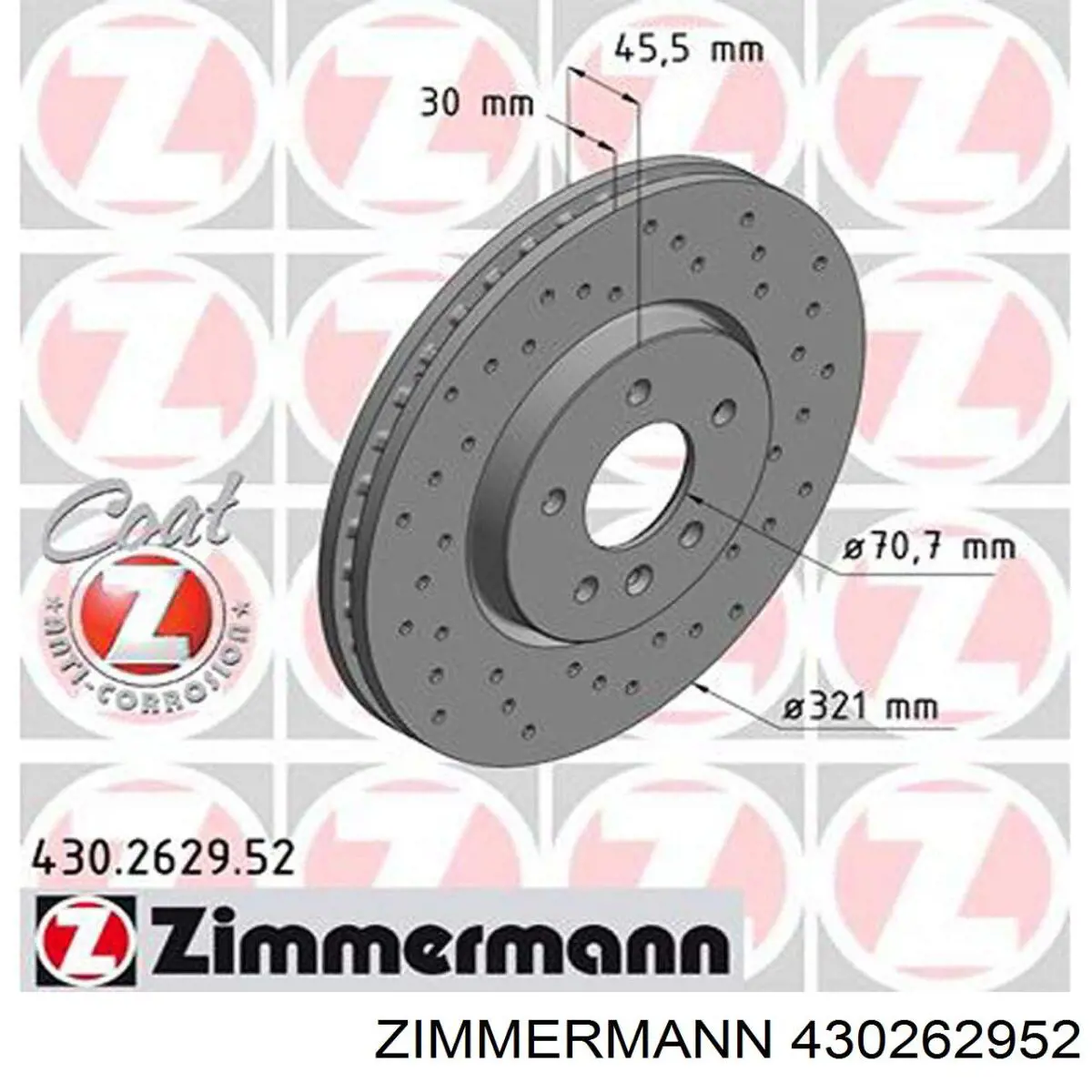 430262952 Zimmermann диск гальмівний передній