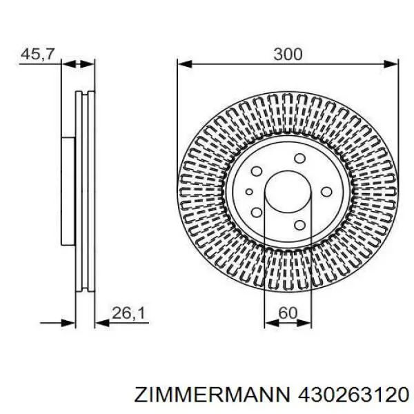 Диск переднього гальма Zimmermann 430263120 ціна, від 63.06 USD