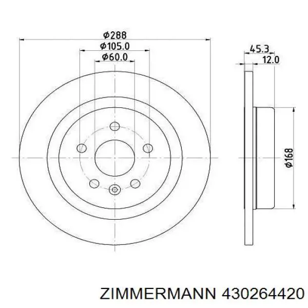 Купити 430264420 Zimmermann Диск заднього гальма